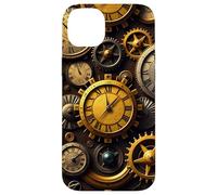 Custodia per iPhone 14 Plus Orologio vintage Steampunk Timepiece design meccanico
