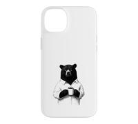 Custodia per iPhone 14 Plus Orso Burbero con Caffè Disegno Animale per Chi Ama il Caffè