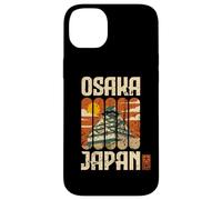 Custodia per iPhone 14 Plus Osaka Giappone Vintage Castello Anime Tramonto Kanji Otaku Souvenir