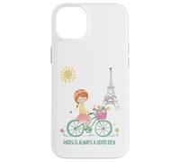 Custodia per iPhone 14 Plus Parigi è sempre una buona idea Ragazza carina in bicicletta