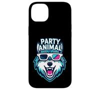 Custodia per iPhone 14 Plus Party Animal Wolf with 3D Glasses Funny Rave Graphic