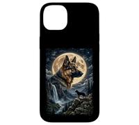 Custodia per iPhone 14 Plus Pastore tedesco con luna - Cani