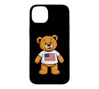 Custodia per iPhone 14 Plus Patriotic Teddy Bear USA Flag Illustration Graphic Cartoon