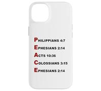 Custodia per iPhone 14 Plus PEACE Acrostic - 5 Christian Faith Bible Verse Scriptures