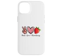 Custodia per iPhone 14 Plus Peace Love Strawberry Shirts Farmer Fragole Amante Frutta