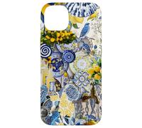 Custodia per iPhone 14 Plus Piastrella Mediterranea E Limone Blu Giallo Mare Italiano Estate