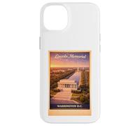 Custodia per iPhone 14 Plus Poster aereo vintage Washington D.C. Lincoln USA arte di viaggio