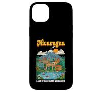 Custodia per iPhone 14 Plus Poster retrò della terra dei laghi e dei vulcani del Nicaragua