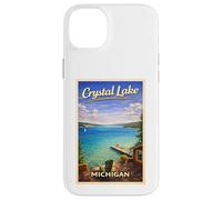 Custodia per iPhone 14 Plus Poster vintage Michigan Crystal Lake Up North MI Travel Art