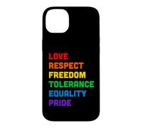Custodia per iPhone 14 Plus Pride Love Equality Rainbow LGBTQ Parole colorate