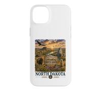 Custodia per iPhone 14 Plus Progettazione di viaggi del paesaggio della prateria dell'acquerello del Nord Dakota