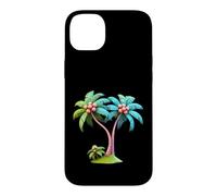 Custodia per iPhone 14 Plus Progettazione grafica stilizzata dell'isola degli alberi di cocco