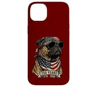 Custodia per iPhone 14 Plus Pug Bandiera Americana 250 Anni 1776-2026 Bicentenario USA Cane