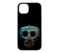 Custodia per iPhone 14 Plus Quetzalcoatl Maschera Azteca Mosaico Turchese