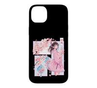 Custodia per iPhone 14 Plus Ragazza anime, Comic Core in stile manga, Vento divino, Kanji Shodo