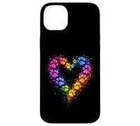 Custodia per iPhone 14 Plus Rainbow Paw Heart Colorful Dog & Cat Lover Pet Art