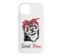Custodia per iPhone 14 Plus Red Glasses Bandana Ink Illustration Happy Mom Ferret Lover