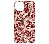 Custodia per iPhone 14 Plus Red Tropical Pineapple Palm Leaf Aloha Summer Pattern