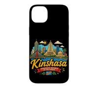 Custodia per iPhone 14 Plus Regalo disegnato a mano Kinshasa DR Congo viaggio souvenir punto di riferimento