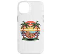 Custodia per iPhone 14 Plus Relaxing capybara, Sunset, Palm tree, Summer capy vacation