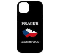 Custodia per iPhone 14 Plus Retro Praga Repubblica Ceca Distressed Bandiera Repubblica Ceca