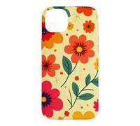 Custodia per iPhone 14 Plus Retro Vintage Motivo Floreale Arancione Boho Hippie Garden