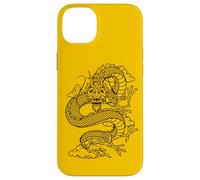 Custodia per iPhone 14 Plus Retro Vintage Zodiac Lunar New Year Black Chinese Dragon