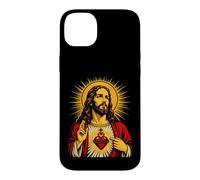 Custodia per iPhone 14 Plus Sacro Gesù Cuore Pop Art Halo Christian Icona devozionale