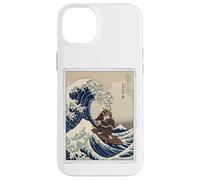 Custodia per iPhone 14 Plus Samurai Cat Surf La Grande Onda Off Kanagawa Ukiyo-e Art