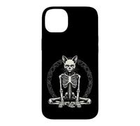 Custodia per iPhone 14 Plus Scheletro di gatto in meditazione posa yoga ossa feline