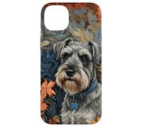 Custodia per iPhone 14 Plus Schnauzer Dog Salt Pepper Floral Art Ritratto