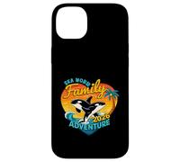 Custodia per iPhone 14 Plus Sea World Family Adventure 2026 Balene Cuore Tramonto Oceano