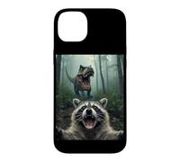 Custodia per iPhone 14 Plus Selfie del procione sorpreso con meme divertente dinosauro T Rex