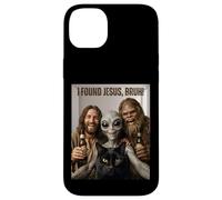 Custodia per iPhone 14 Plus Selfie UFO con scritta Bruh Bigfoot Alien Jesus Rock on Hand