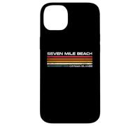 Custodia per iPhone 14 Plus Seven Mile Beach Isole Cayman Design retrò a strisce