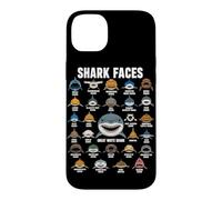Custodia per iPhone 14 Plus Shark Faces Ocean Shark Amante Marine Tipi di squalo Divertente