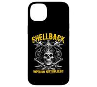 Custodia per iPhone 14 Plus Shellback Equator Crossing, teschio da pirata, design nautico