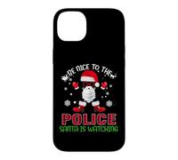 Custodia per iPhone 14 Plus Sii gentile con la polizia Babbo Natale sta guardando il