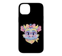 Custodia per iPhone 14 Plus Simpatico Blue Dragon Fantasy Ritratto Grafico Rosa Occhiali Bow