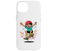 Custodia per iPhone 14 Plus Skateboard Kid Cartoon Ollie Fun Pattinaggio