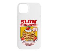 Custodia per iPhone 14 Plus Slow Sundays Pancake Breakfast Funny Illustration Graphic