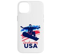 Custodia per iPhone 14 Plus Snowboard USA Sostenere la squadra Snowboard bandiera USA