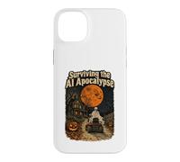 Custodia per iPhone 14 Plus Sopravvivere allo scheletro di Halloween retrò dell'apocalisse IA