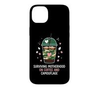 Custodia per iPhone 14 Plus Sopravvivere Maternità Su Caffè E Camouflage Militare Mamma