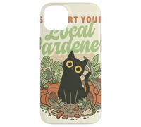Custodia per iPhone 14 Plus Sostieni il tuo gatto amante delle piante botaniche del giardiniere locale
