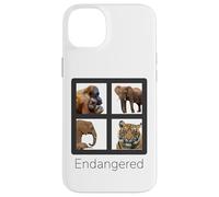 Custodia per iPhone 14 Plus Specie in pericolo di estinzione Orangutan Tiger Elefanti