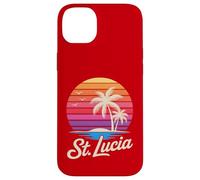 Custodia per iPhone 14 Plus St Lucia Caraibi Vacanza Retro anni '80 Tropicale
