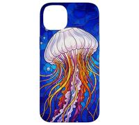 Custodia per iPhone 14 Plus Stained Glass Jellyfish Mosaic Art Ocean Creature