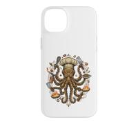 Custodia per iPhone 14 Plus Steampunk Octopus Chef Cook Mechanical Cuisine