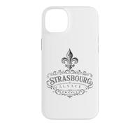 Custodia per iPhone 14 Plus Strasburgo Alsazia Francia Ornato Fleur-De-Lis Stampa Nera